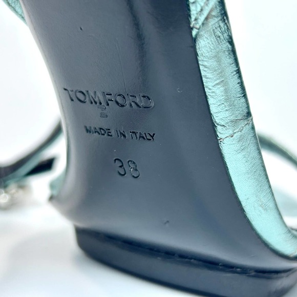Tom Ford Metallic Blue Padlock Heel - Picture 9 of 9